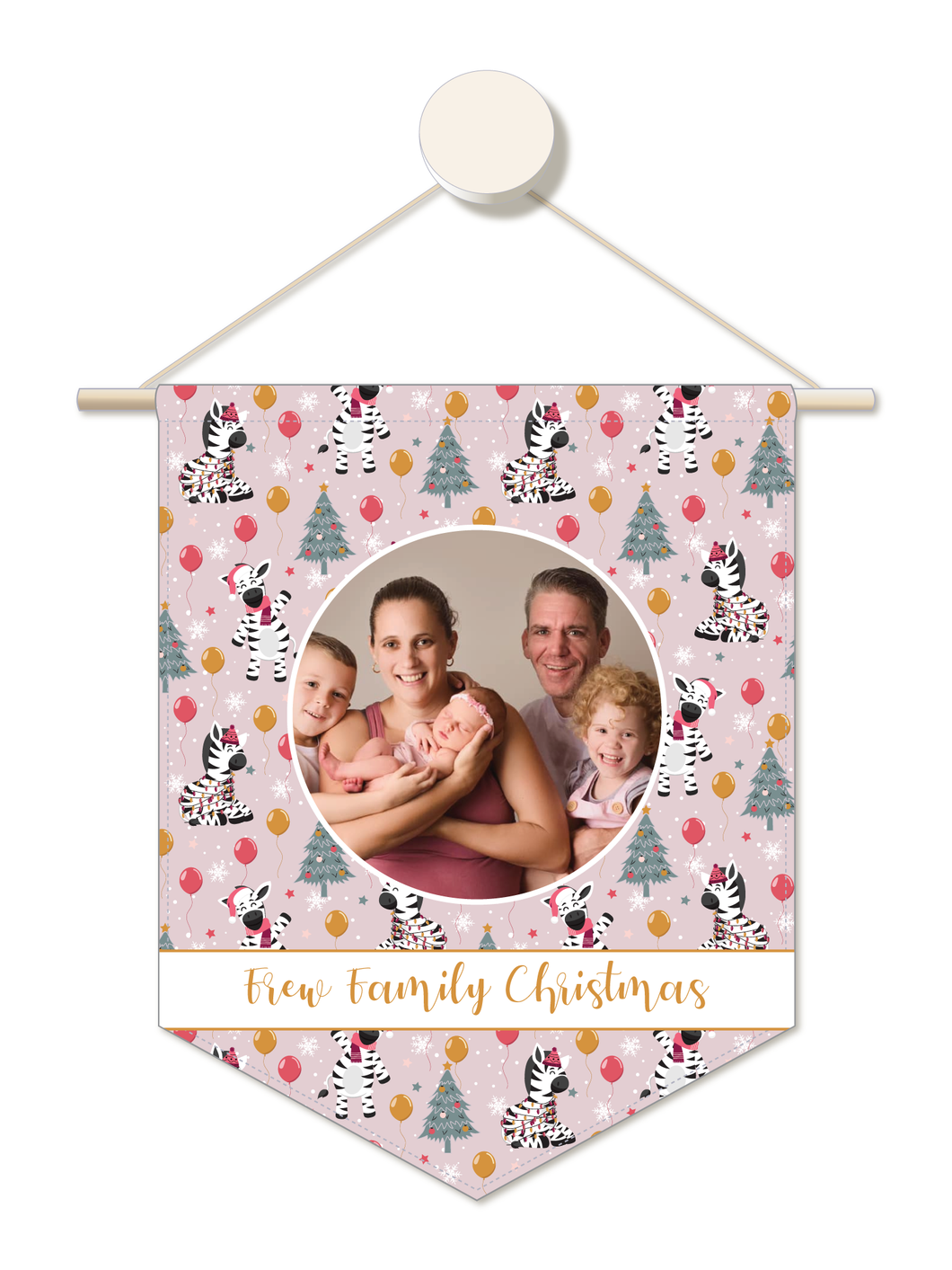 Party Zebra Personalised Family Christmas Hanger